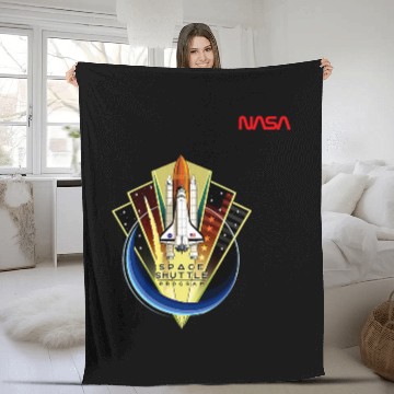 Discover Lacrosse Gift NASA Space Shuttle Program Worm Logo Fleece Blankets