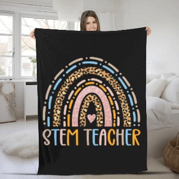 Discover STEM Teacher Science Technology Engineering Math Rainbow Fleece Blankets