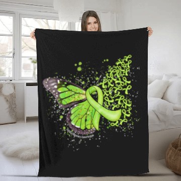 Discover Lime Green Ribbon Lyme Disease Awareness Dripping Butterfly Baseball Tees Fleece Blankets