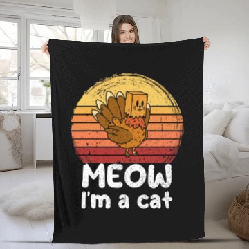 Discover Turkey Meow Im a Cat Thanksgiving Turkey Tradition Fleece Blankets