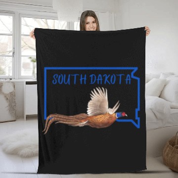 Discover South Dakota State Bird RingNeck Pheasant Fleece Blankets
