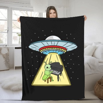 Discover Ufo Abduction Grasshopper Piano Player 21 Fleece Blankets