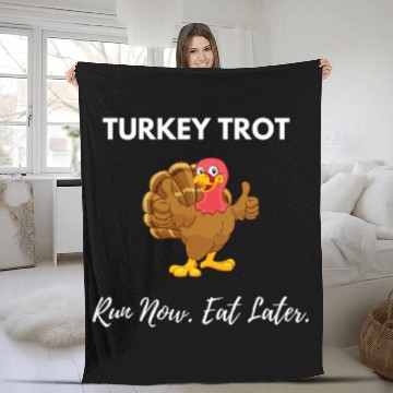 Discover Turkey Trot Finisher Run Now Eat Later Fun Thanksgiving Baseball Tees Fleece Blankets