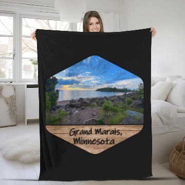 Discover Grand Marais Minnesota Artist Point 1 Baseball Tees Fleece Blankets