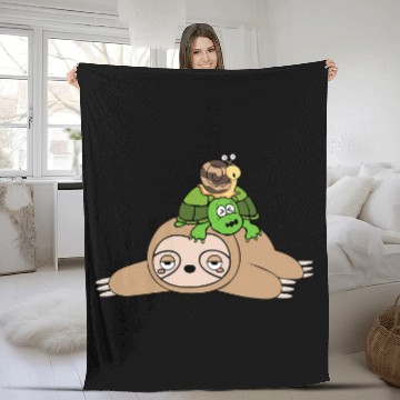 Discover Turtle with Snail 2Sloth Lazy Chill Nap Yoga Fleece Blankets