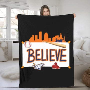 Discover Houston Baseball Believe Playoffs Fleece Blankets