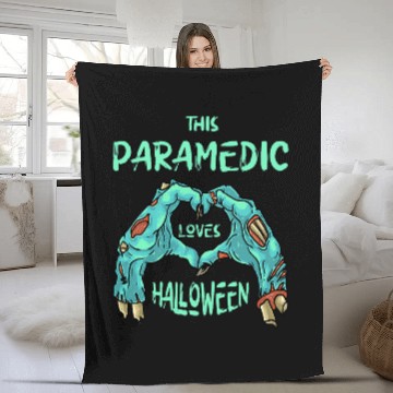 Discover This Paramedic Loves Halloween EMT Zombie Fleece Blankets