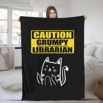 Discover Fun Working Caution Grumpy Librarian Colleague Sarcastic Cat Baseball Tees Fleece Blankets
