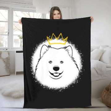 Discover Dog Samoyed with Crown Fleece Blankets