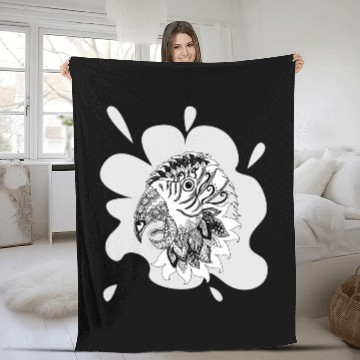 Discover Patterned exotic parrot artwork black and white Mehndi Fleece Blankets