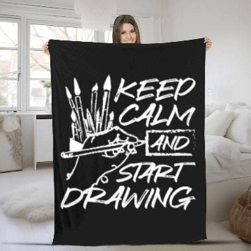 Discover Keep calm and start drawing Baseball Tees Fleece Blankets