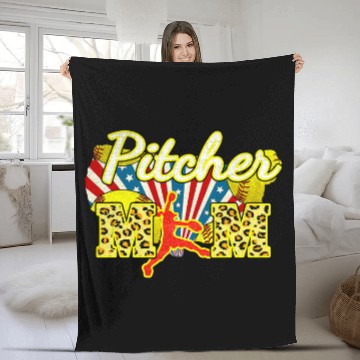 Discover Softball Mom Pitcher Animal Print Fleece Blankets