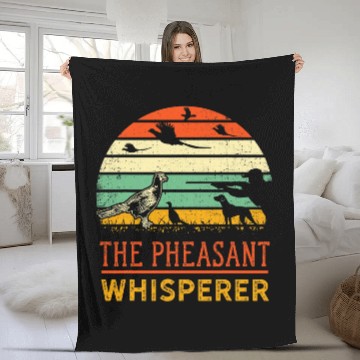 Discover Pheasant bird hunting funny whisperer hunter Retro sunset Fleece Blankets