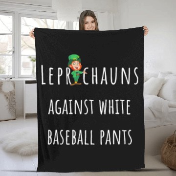 Discover Leprechauns against white baseball pants Softball slogan Fleece Blankets