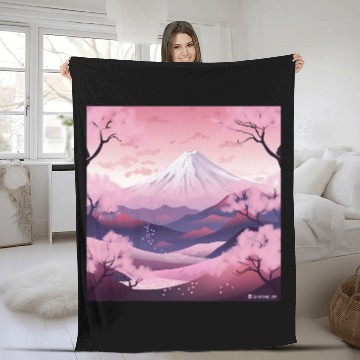 Discover Soft Symphony Peaks Pastel Blossom Ballet on Mountain Canva Baseball Tees Fleece Blankets