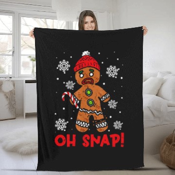 Discover Gingerbread Man Oh Snap Christmas Funny Cookie Baking Gift Fleece Blankets