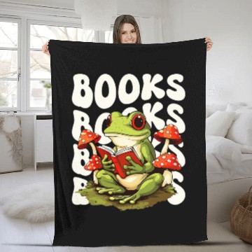 Discover Frog Reading A Book Fleece Blankets