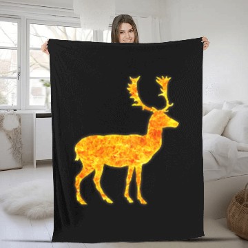 Discover Reindeer Deer Fires Burning Flames Fleece Blankets
