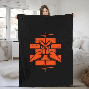 Discover Heartbeat EKG Pulse Construction Brick Mason Bricklayer Zip Fleece Blankets