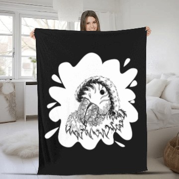 Discover Patterned exotic parrot artwork black and white Mehndi 21 Fleece Blankets