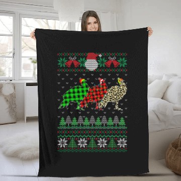 Discover Peacock Ugly Christmas Red Plaid Leopard xmass Animals Fleece Blankets