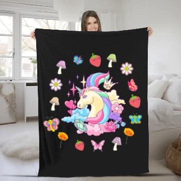 Discover Unicorns Garden Butterfly Fleece Blankets