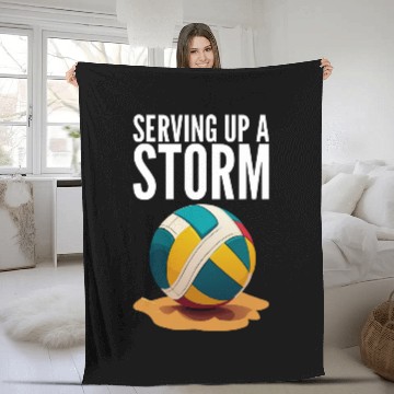Discover Serving Up A Storm Funny Beach Volleyball Baseball Tees Fleece Blankets