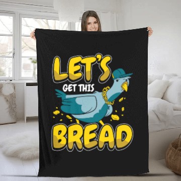 Discover Pigeon Lets get this bread Baseball Tees Fleece Blankets
