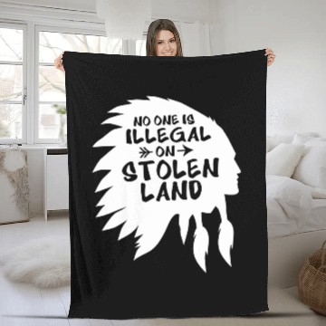 Discover Silhouette Native American No One Is Illegal On Stolen Land Fleece Blankets