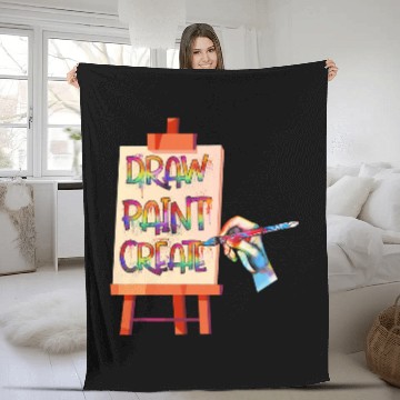 Discover Draw Paint Create Artist Funny Art Teacher Fleece Blankets