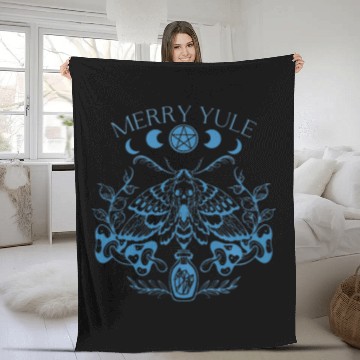Discover Merry Yule vintages Butterfly Winter Solstice Goth Holiday Fleece Blankets