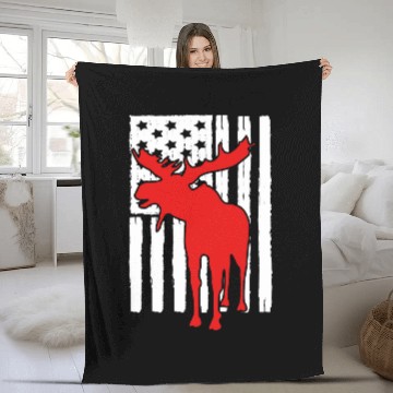 Discover USA American Flag Moose Theme Idea For Elk Lovers Fleece Blankets