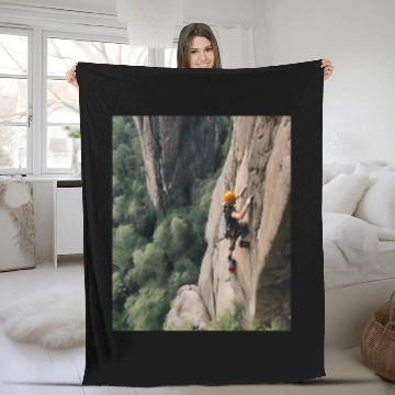 Discover Rock Climbing Adventure Stunning Views Fleece Blankets