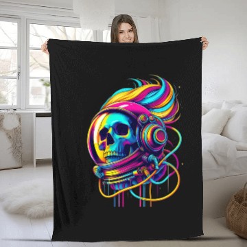 Discover Rainbow Astronaut Skull Space Lovers Cool Graphic Fleece Blankets 4 Baseball Tees