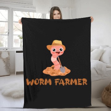 Discover Worm Farmer 2Funny Animal Lover Worm Vermiculture Baseball Tees Fleece Blankets