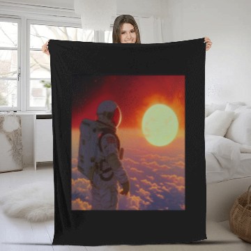 Discover Retro 1990s Japanese Anime Space Astronaut Sun Rising Art Baseball Tees Fleece Blankets