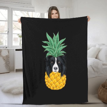 Discover Funny Border Collie pineapples Dog Fleece Blankets