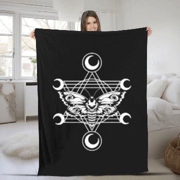 Discover Witchcraft Mystic Dark Magic Pagan Insect Occult Moth Fleece Blankets