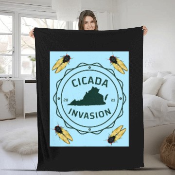 Discover Virginia Cicada Invasion 2 Fleece Blankets