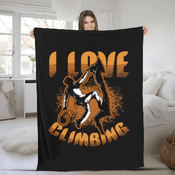 Discover Rock Climbing I Love Climbing Fleece Blankets