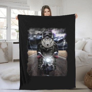 Discover Polar wolfs on Motorcycle Cruise Down Highway 21 Fleece Blankets