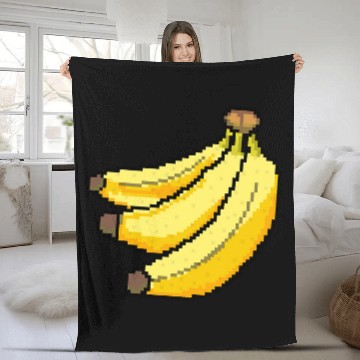 Discover Pixel Art Banana Fleece Blankets
