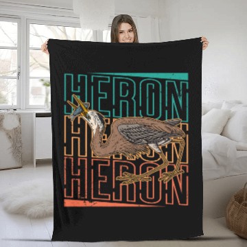 Discover Heron water wildlife birdwatching birder biologist binocular 14 Fleece Blankets