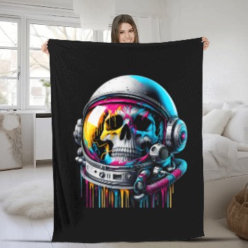 Discover Rainbow Astronaut Skull Space Lovers Cool Graphic Fleece Blankets 5 Fleece Blankets