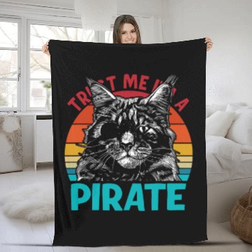 Discover Trust Me I Am A Pirate Cat Fleece Blankets
