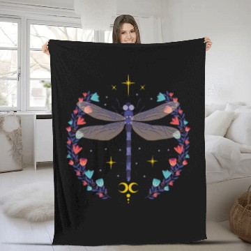 Discover Witchy Celestial Dragonfly Fleece Blankets