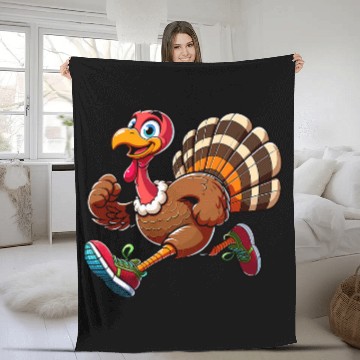 Discover Running Turkey Turkey Trot Running Thanksgiving Fleece Blankets