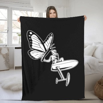 Discover Wing Surfing Butterfly Foil 2Wing Surfer Fleece Blankets