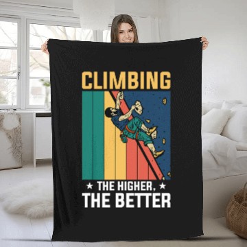 Discover Retro Rock Climbing Man Climb Climber Mountains Fleece Blankets