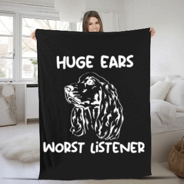 Discover funny cocker spaniel huge ears worst listener 1 Fleece Blankets
